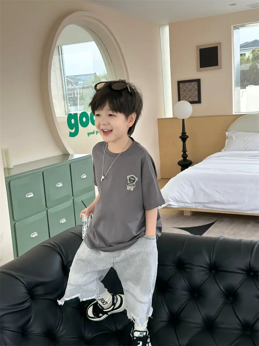Boys Grey T-Shirt 2025 Kids Summer Wear — feature 15