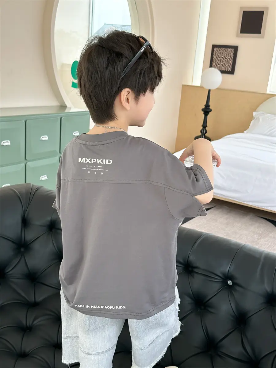 Boys Grey T-Shirt 2025 Kids Summer Wear — feature 16