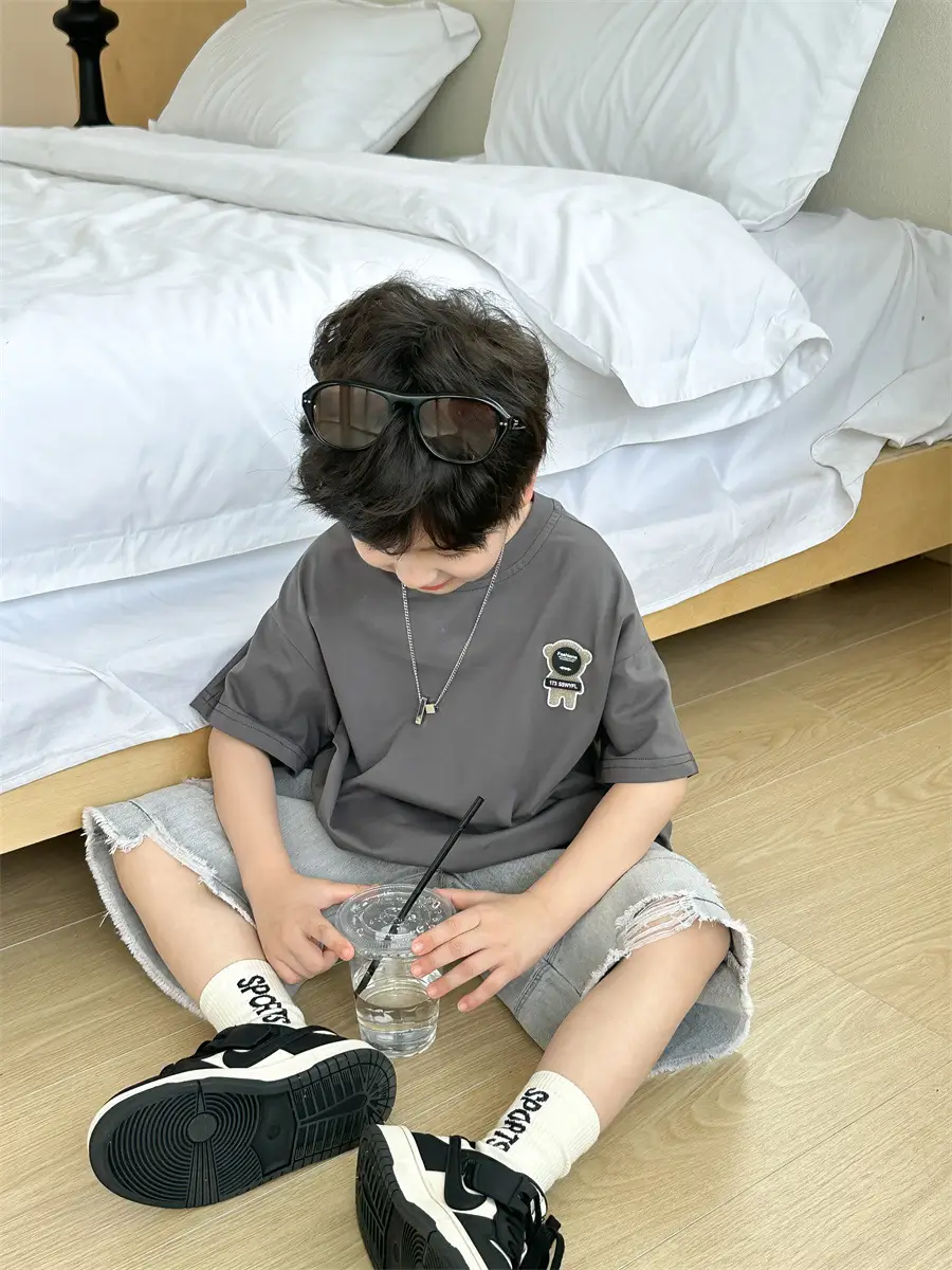 Boys Grey T-Shirt 2025 Kids Summer Wear — feature 19