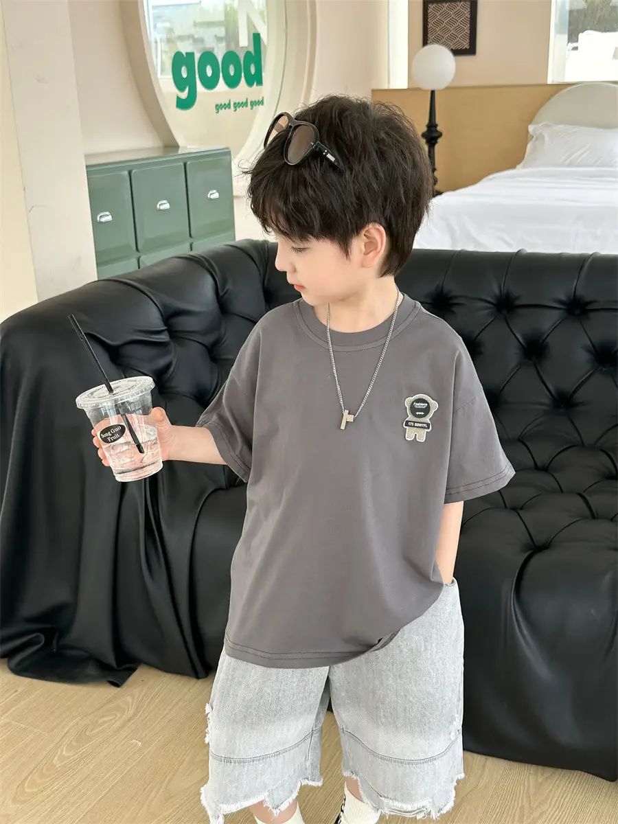 Boys Grey T-Shirt 2025 Kids Summer Wear — feature 6
