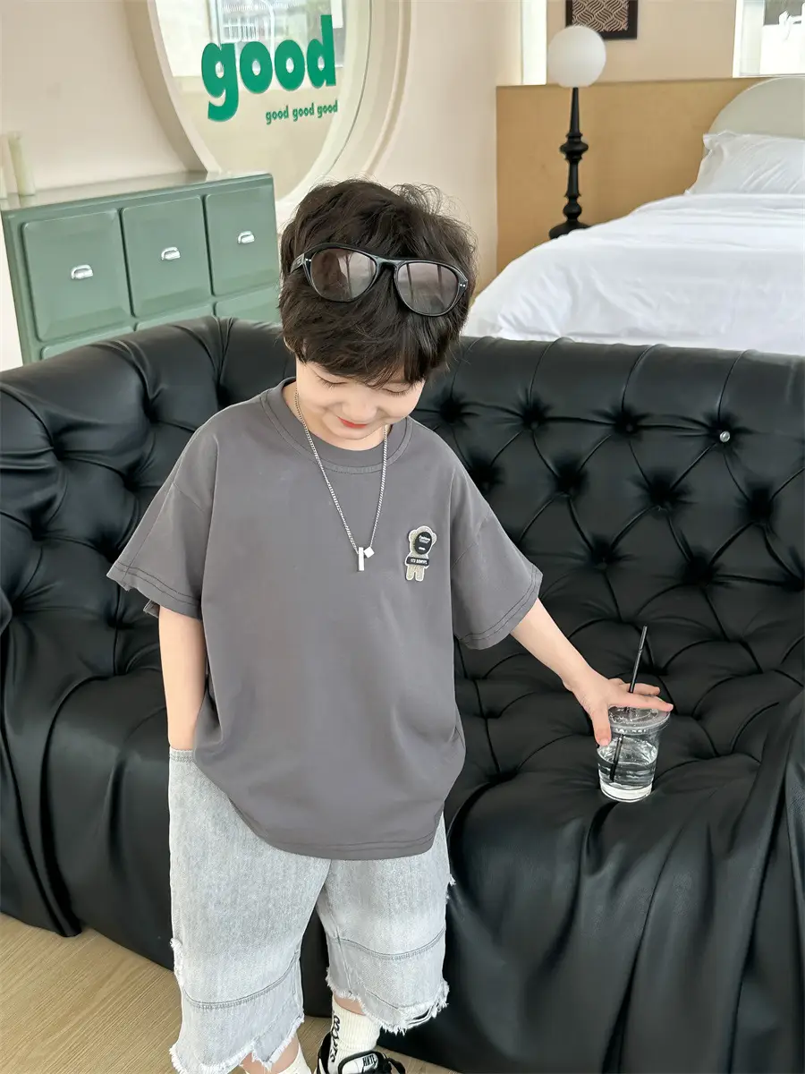Boys Grey T-Shirt 2025 Kids Summer Wear — feature 8