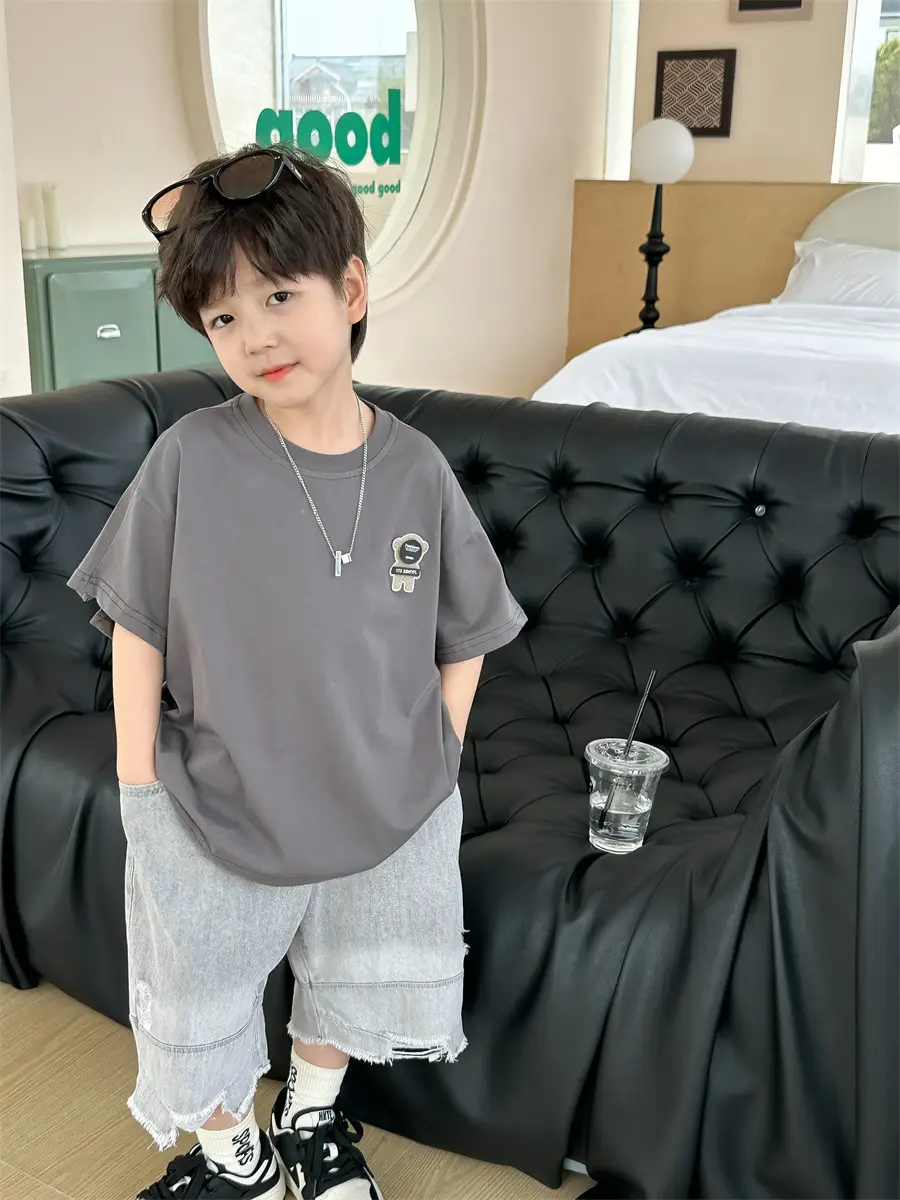 Boys Grey T-Shirt 2025 Kids Summer Wear — feature 9