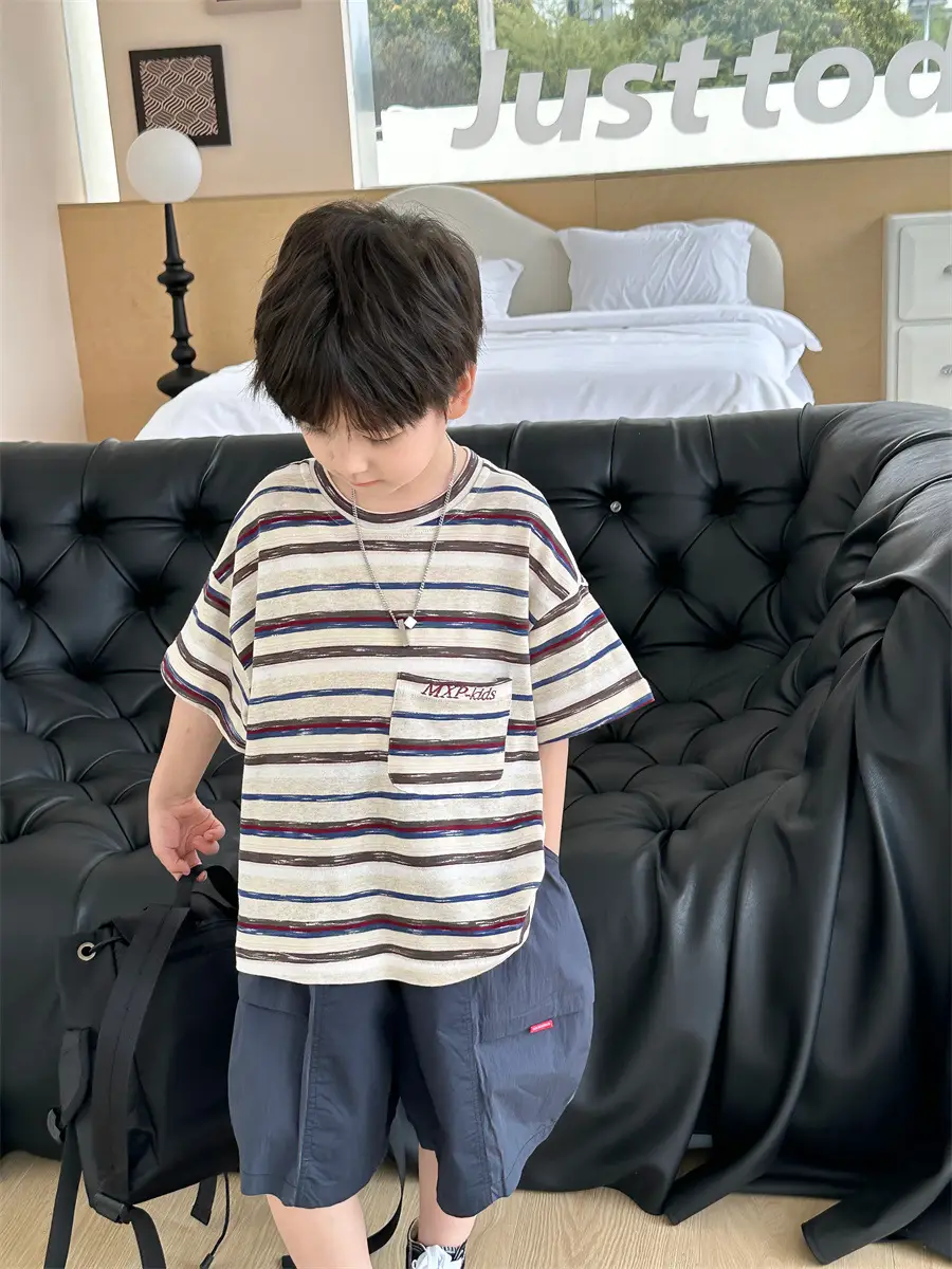 Boys Striped T-Shirt 2025 Kids Casual Shorts Set — feature 14