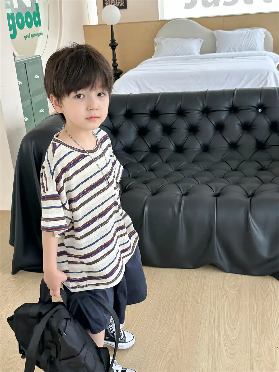 Boys Striped T-Shirt 2025 Kids Casual Shorts Set — feature 16