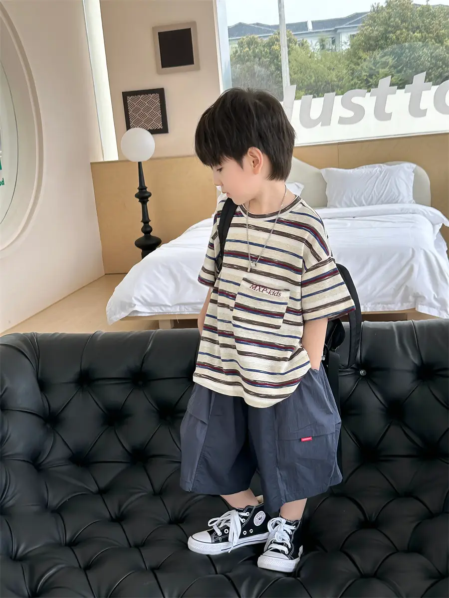 Boys Striped T-Shirt 2025 Kids Casual Shorts Set — feature 17