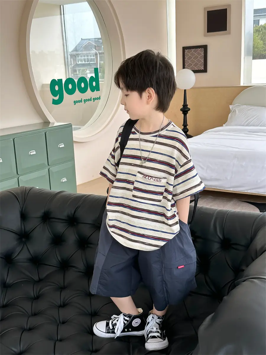 Boys Striped T-Shirt 2025 Kids Casual Shorts Set — feature 18