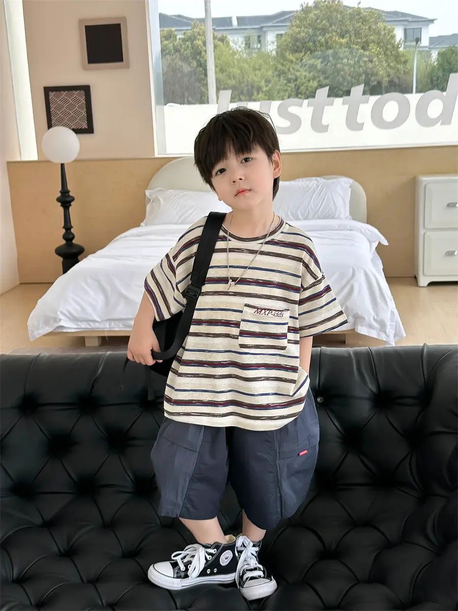 Boys Striped T-Shirt 2025 Kids Casual Shorts Set — feature 19