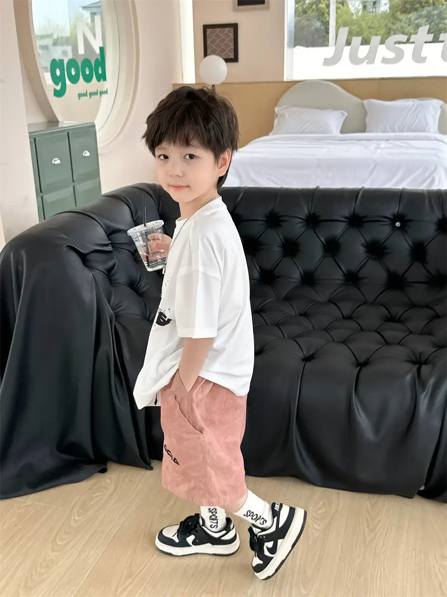 Kids Printed T-Shirt Boys Grey Short Sleeve Korean Style — feature 29