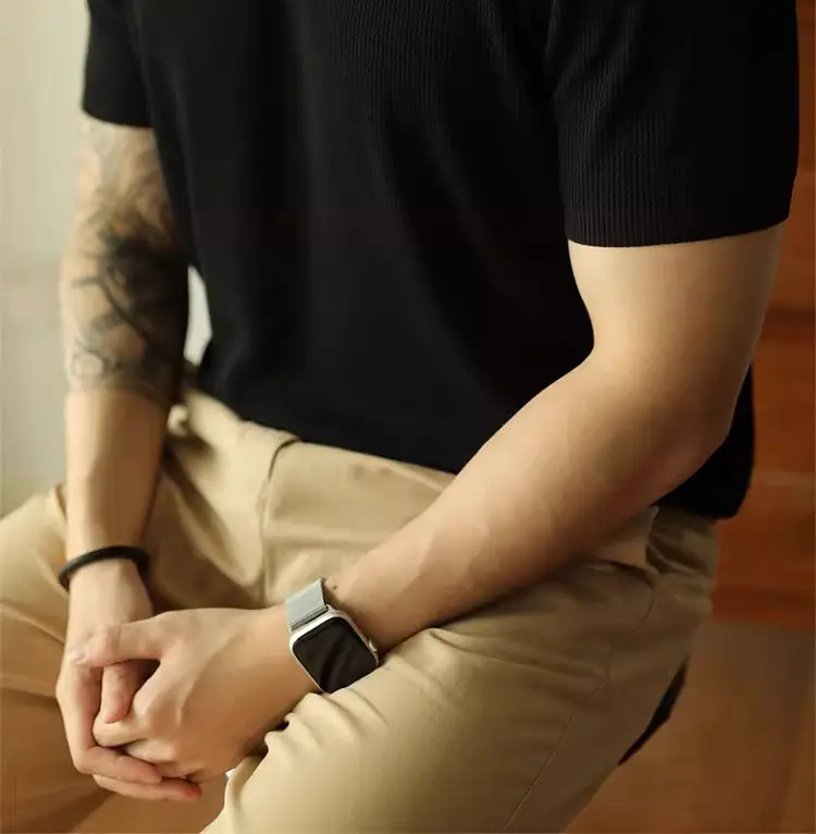 Men's V-Neck Knitted Polo Shirt White Short Sleeve — feature 31