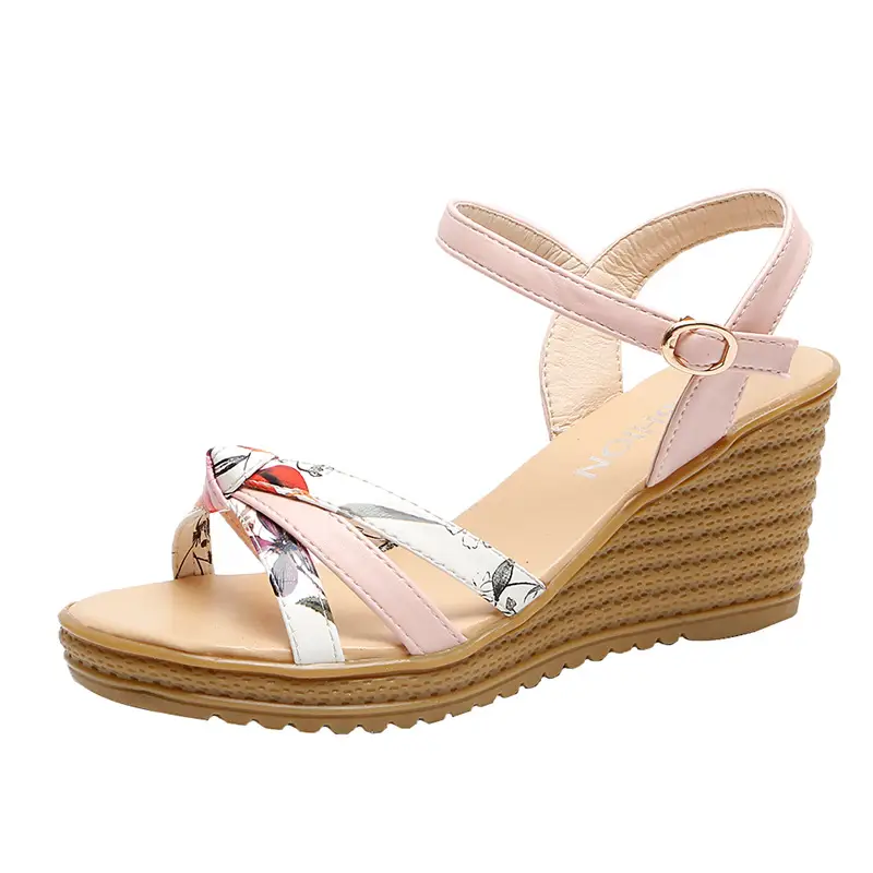 2024 Summer New Wedge Women's Sandals with Buckle Strap Fashionable Platform Heeled Waterproof Platform Roman Shoes Fashion Women's Shoes - Image 7