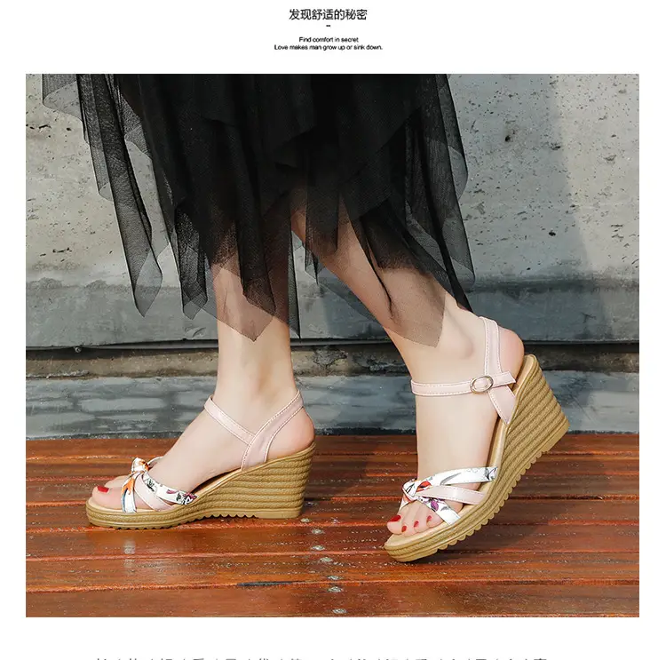 2024 Summer New Wedge Women's Sandals with Buckle Strap Fashionable Platform Heeled Waterproof Platform Roman Shoes Fashion Women's Shoes — feature 10