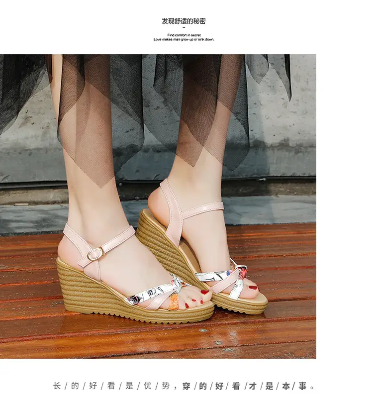 2024 Summer New Wedge Women's Sandals with Buckle Strap Fashionable Platform Heeled Waterproof Platform Roman Shoes Fashion Women's Shoes — feature 14