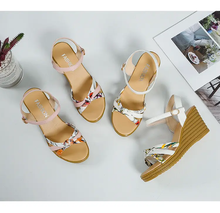 2024 Summer New Wedge Women's Sandals with Buckle Strap Fashionable Platform Heeled Waterproof Platform Roman Shoes Fashion Women's Shoes — feature 17