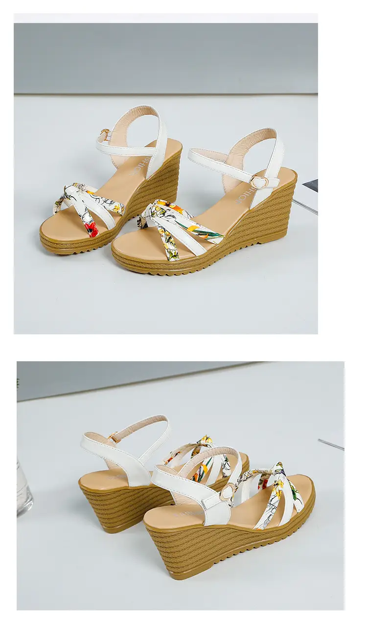 2024 Summer New Wedge Women's Sandals with Buckle Strap Fashionable Platform Heeled Waterproof Platform Roman Shoes Fashion Women's Shoes — feature 18