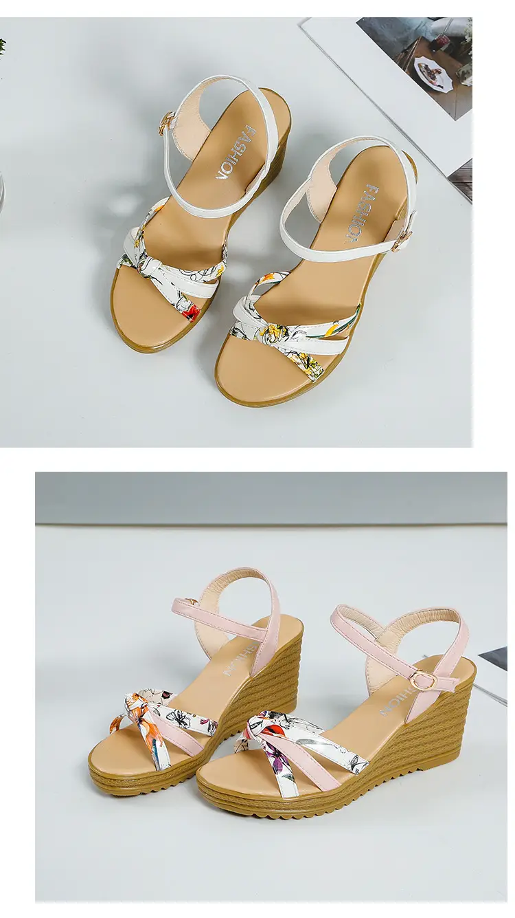 2024 Summer New Wedge Women's Sandals with Buckle Strap Fashionable Platform Heeled Waterproof Platform Roman Shoes Fashion Women's Shoes — feature 19