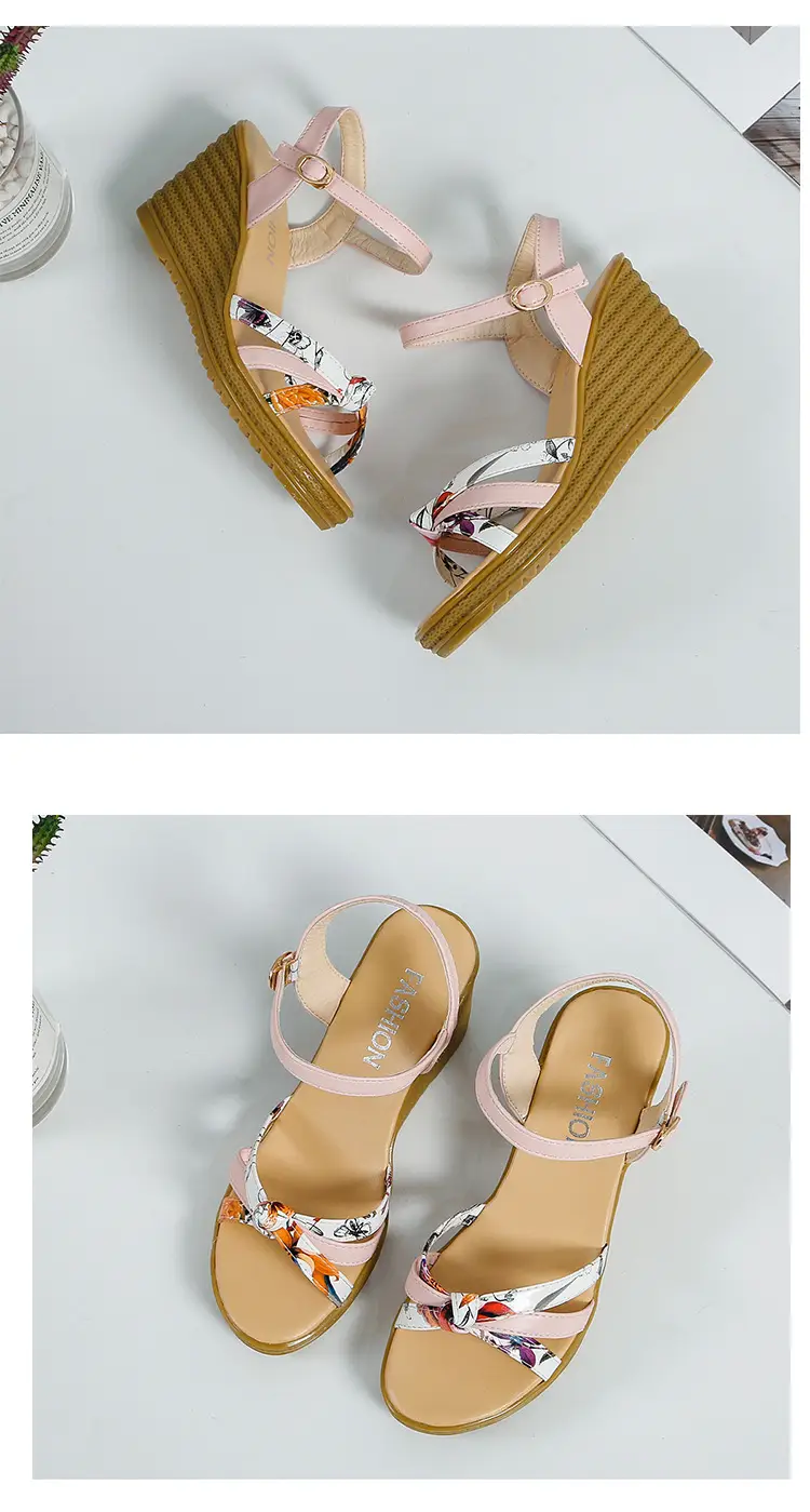 2024 Summer New Wedge Women's Sandals with Buckle Strap Fashionable Platform Heeled Waterproof Platform Roman Shoes Fashion Women's Shoes — feature 20