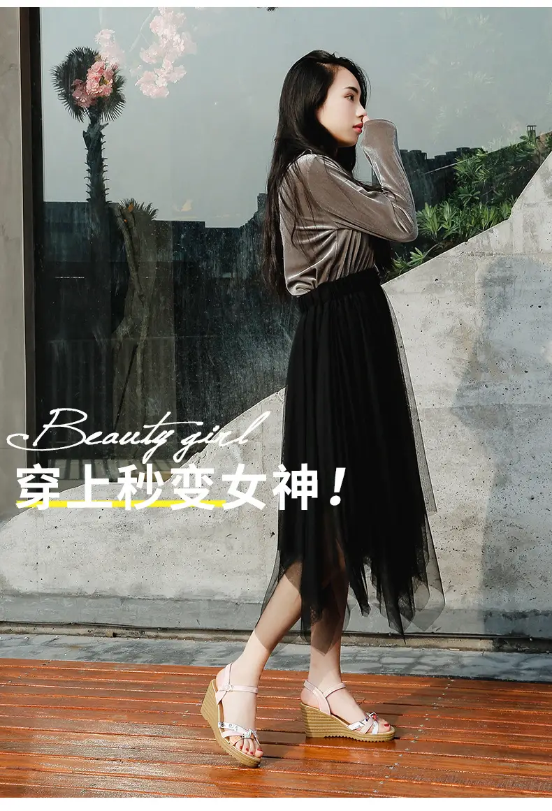 2024 Summer New Wedge Women's Sandals with Buckle Strap Fashionable Platform Heeled Waterproof Platform Roman Shoes Fashion Women's Shoes — feature 21
