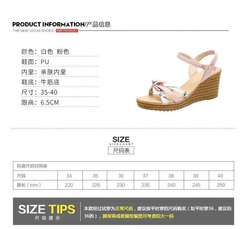 2024 Summer New Wedge Women's Sandals with Buckle Strap Fashionable Platform Heeled Waterproof Platform Roman Shoes Fashion Women's Shoes — feature 23