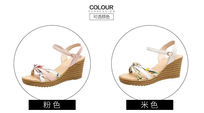 2024 Summer New Wedge Women's Sandals with Buckle Strap Fashionable Platform Heeled Waterproof Platform Roman Shoes Fashion Women's Shoes — feature 24