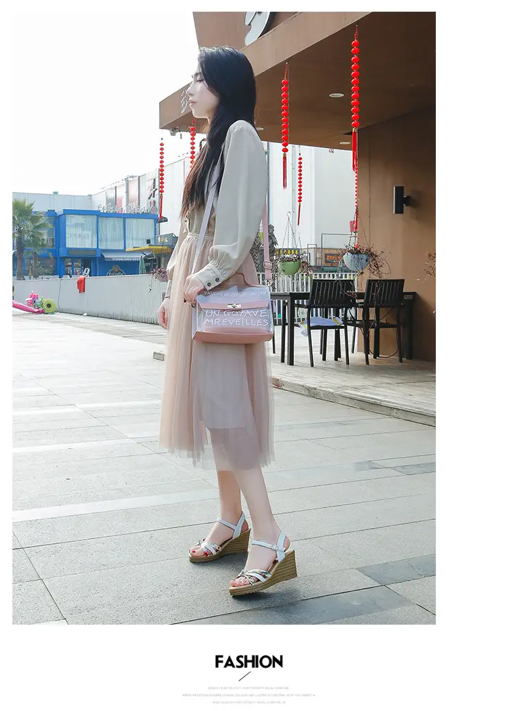 2024 Summer New Wedge Women's Sandals with Buckle Strap Fashionable Platform Heeled Waterproof Platform Roman Shoes Fashion Women's Shoes — feature 7
