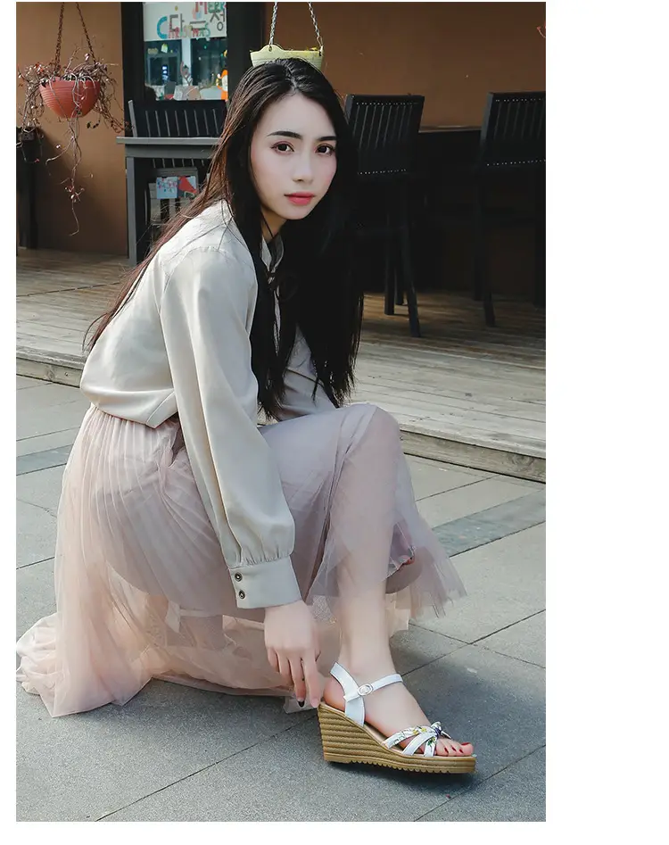 2024 Summer New Wedge Women's Sandals with Buckle Strap Fashionable Platform Heeled Waterproof Platform Roman Shoes Fashion Women's Shoes — feature 9