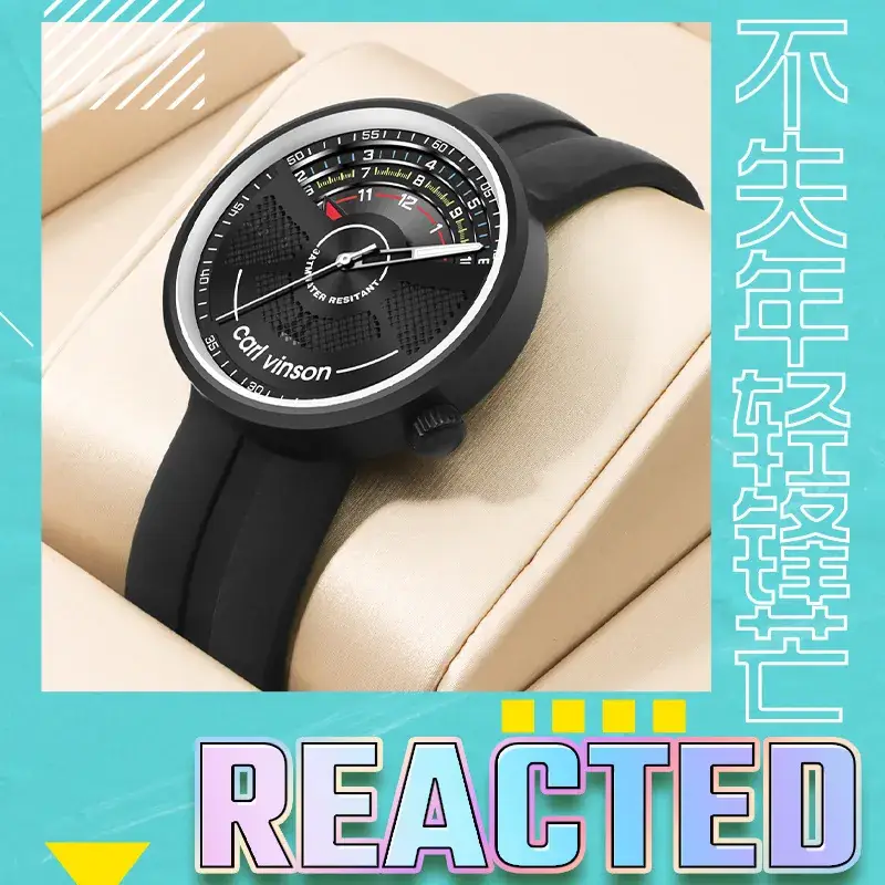 Men's Youth Quartz Watch Waterproof Black - Image 5
