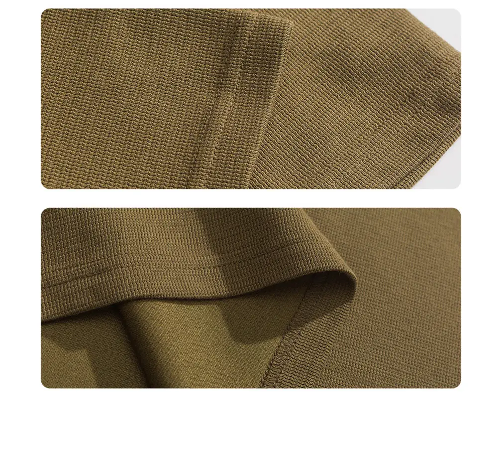 Men Japanese Style Short Sleeve Polo Shirt Brown Solid Color — feature 3