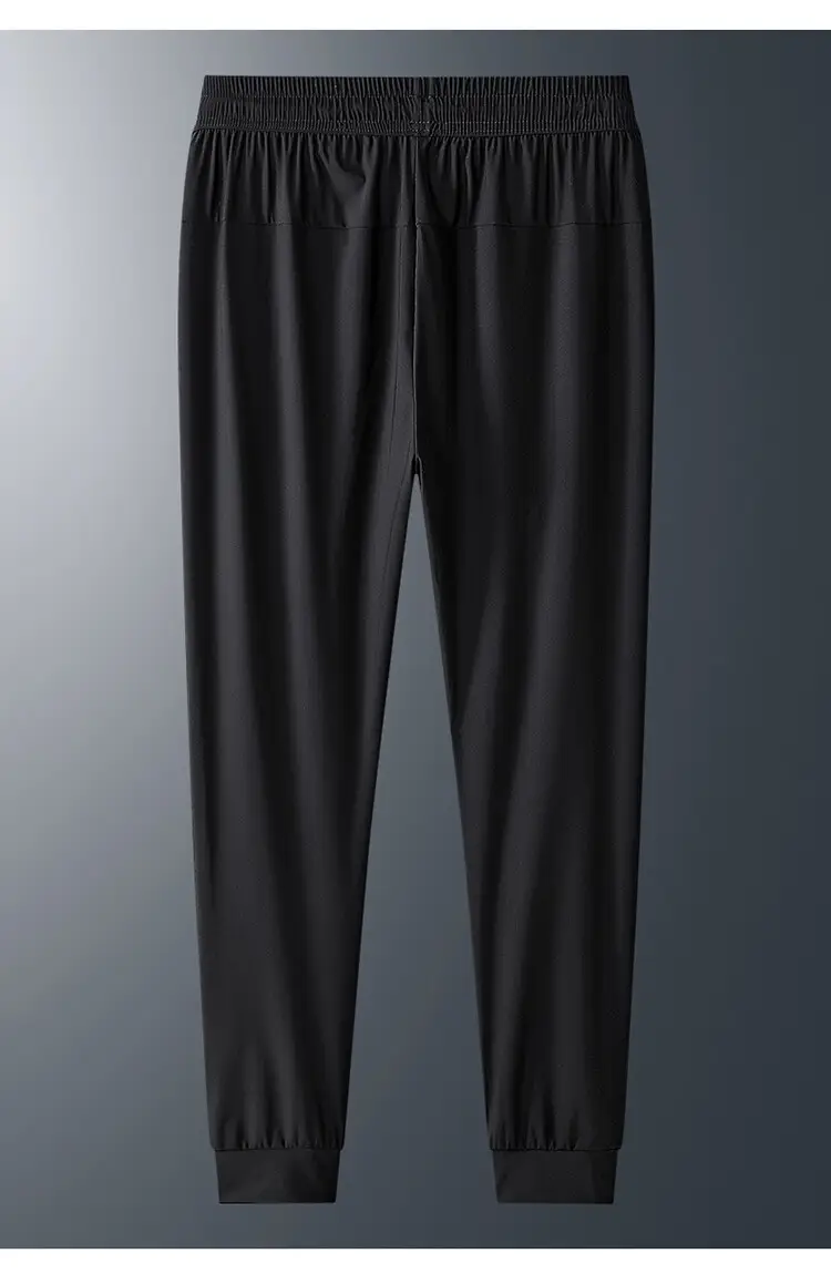Men Ice Silk Thin Summer Trousers Black Large — feature 13