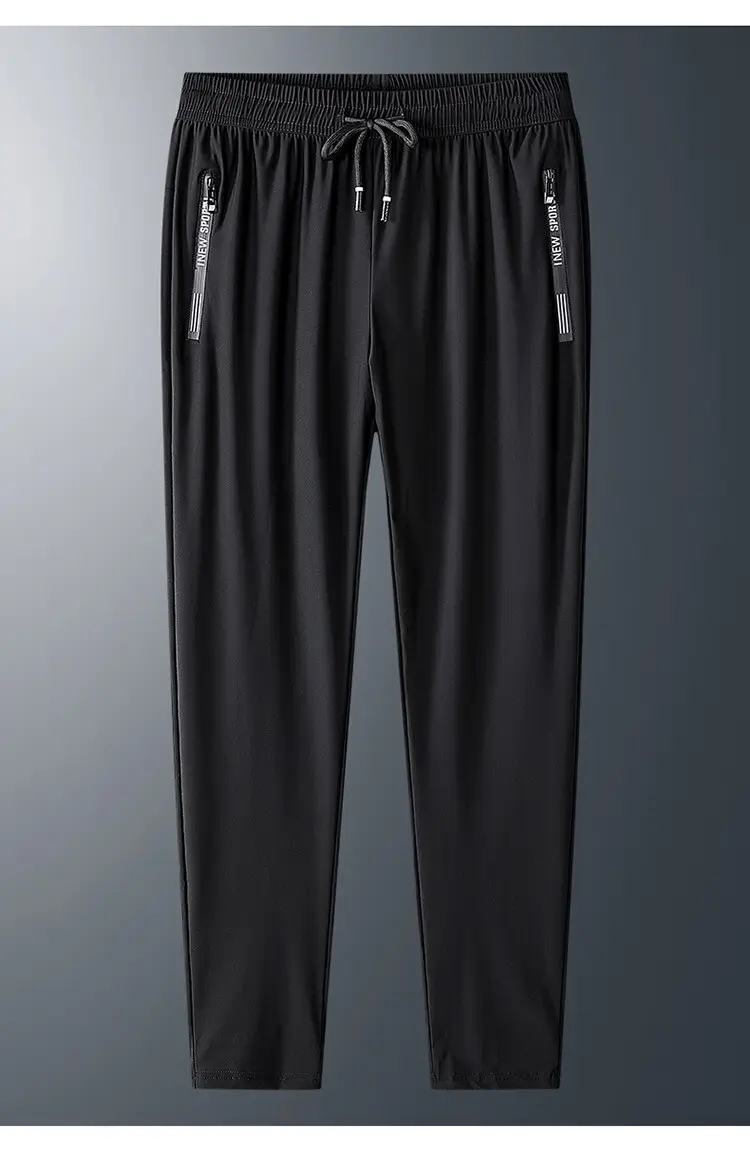 Men Ice Silk Thin Summer Trousers Black Large — feature 14