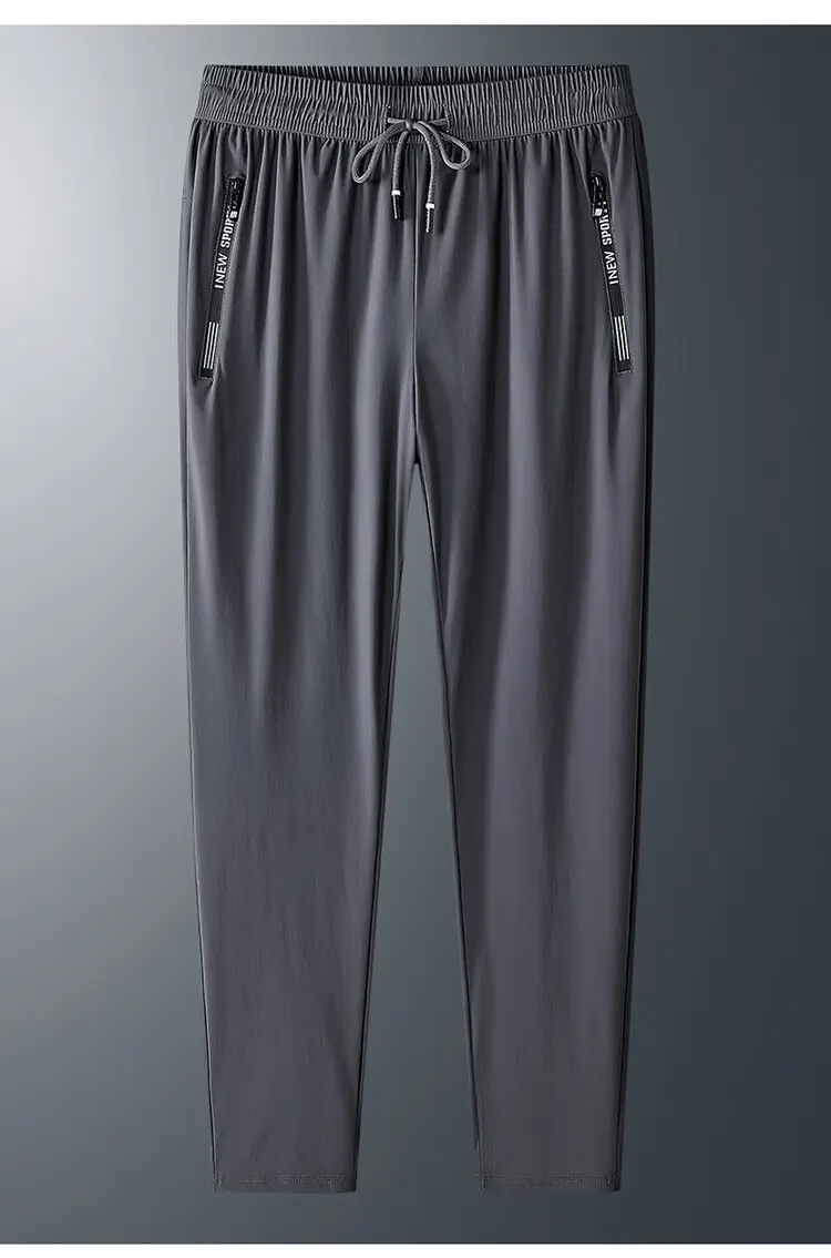 Men Ice Silk Thin Summer Trousers Black Large — feature 16