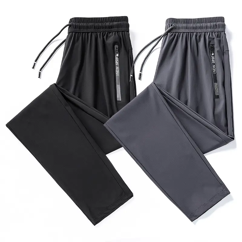 Men's Black Ice Silk Straight Cut Pants - Image 11