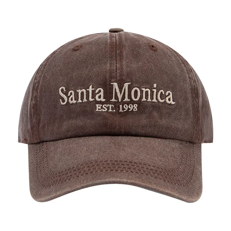 Washed Denim Baseball Cap Santa Monica Embroidered - Image 6