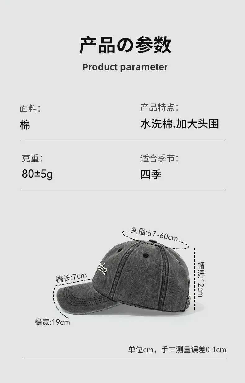 Washed Denim Baseball Cap Santa Monica Embroidered — feature 2
