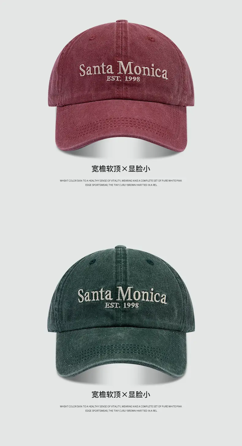 Washed Denim Baseball Cap Santa Monica Embroidered — feature 8