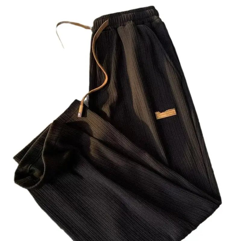 Men Ice Silk Pants Summer Wide Leg Casual Trousers - Image 9