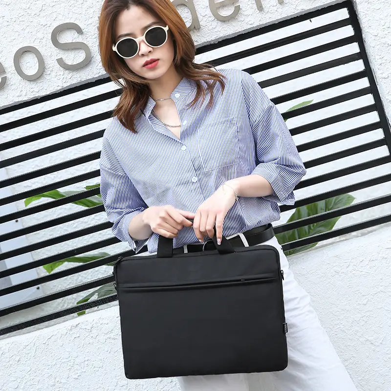 2024 Men's Thin Business Briefcase Shoulder Bag Black Velvet