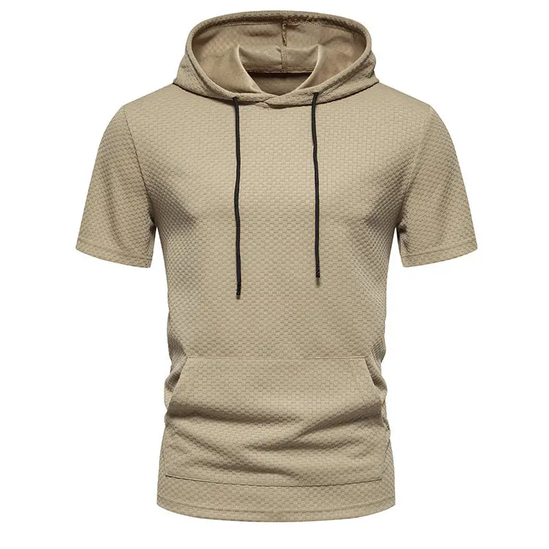 Men's 2024 Summer Hooded T-Shirt Set Beige White Black