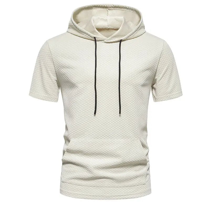 Men's 2024 Summer Hooded T-Shirt Set Beige White Black