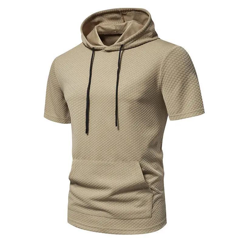 Men's 2024 Summer Hooded T-Shirt Set Beige White Black — feature 13