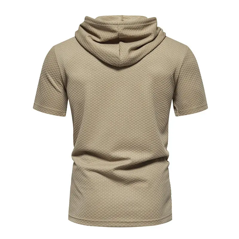 Men's 2024 Summer Hooded T-Shirt Set Beige White Black — feature 14