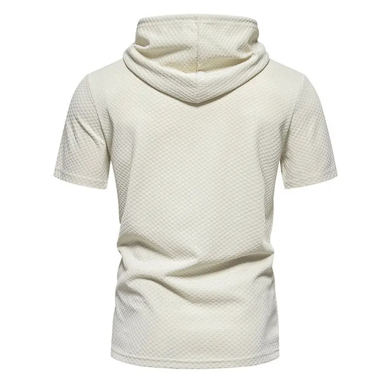 Men's 2024 Summer Hooded T-Shirt Set Beige White Black — feature 24
