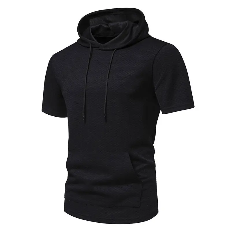 Men's 2024 Summer Hooded T-Shirt Set Beige White Black — feature 3