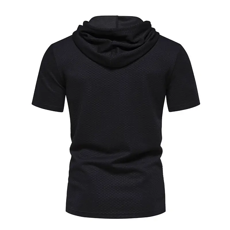 Men's 2024 Summer Hooded T-Shirt Set Beige White Black — feature 4