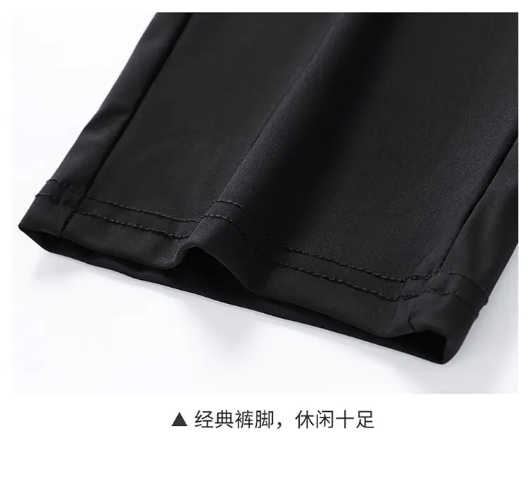 Men Black Ice Silk Straight Pants Summer Loose Fit — feature 21