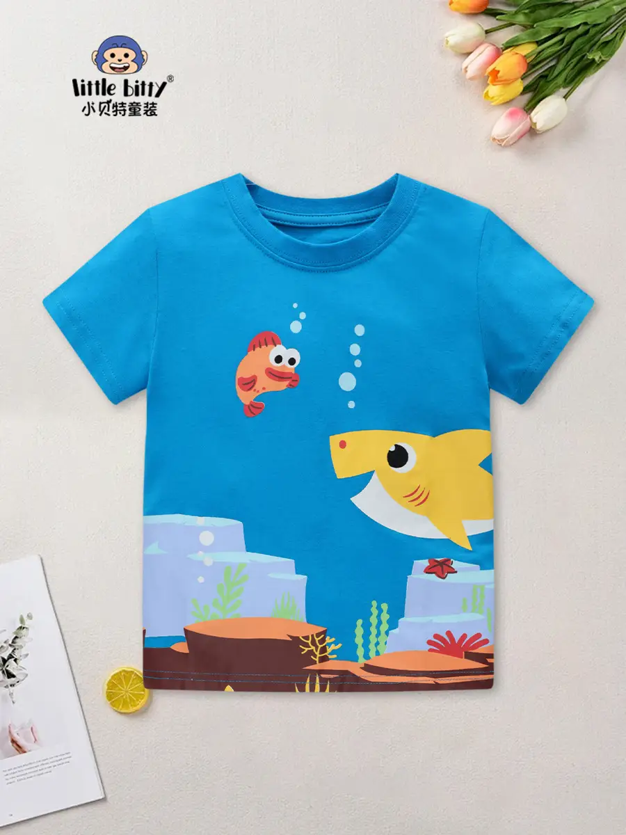Kids Cartoon Printed T-Shirt Blue Boys Summer 2025 - Image 2