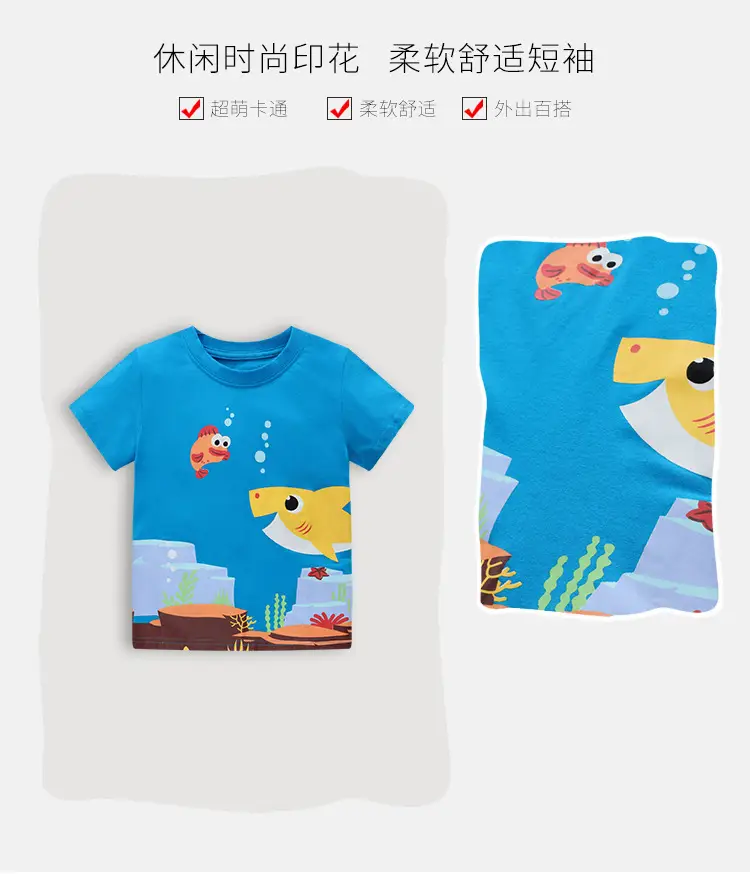 Kids Cartoon Printed T-Shirt Blue Boys Summer 2025 — feature 3