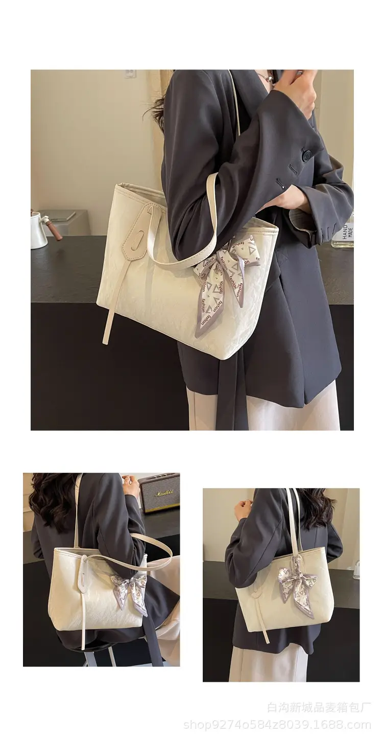 Women Detachable Silk Scarf Bag White Large Capacity — feature 10