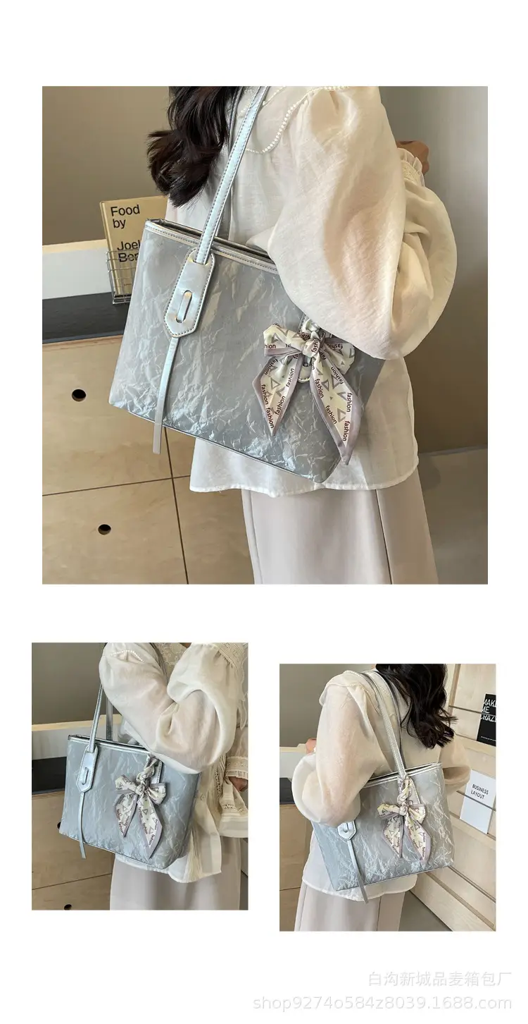 Women Detachable Silk Scarf Bag White Large Capacity — feature 12