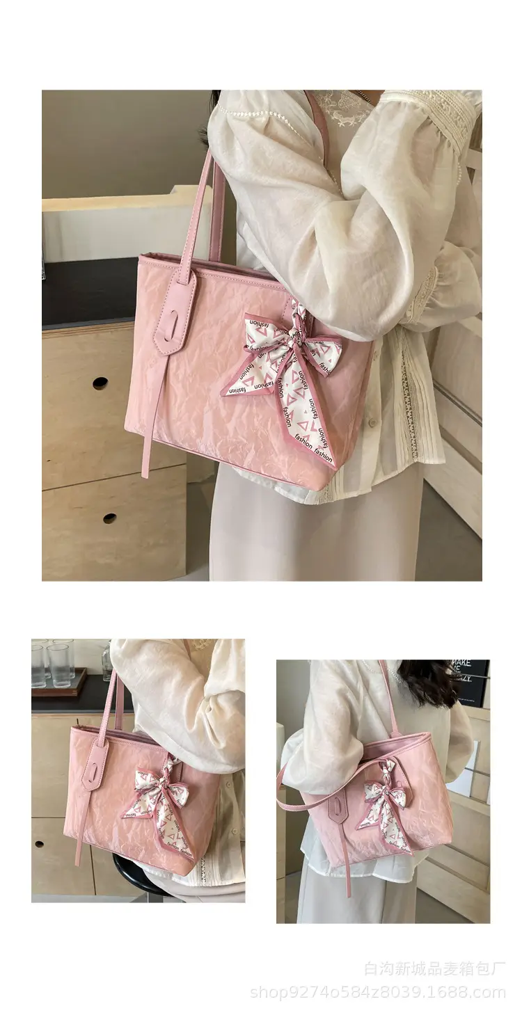 Women Detachable Silk Scarf Bag White Large Capacity — feature 13