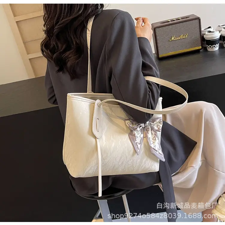 Women Detachable Silk Scarf Bag White Large Capacity — feature 19